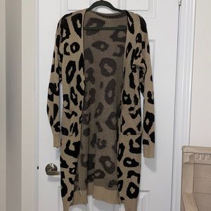 Extra long leopard cardigan